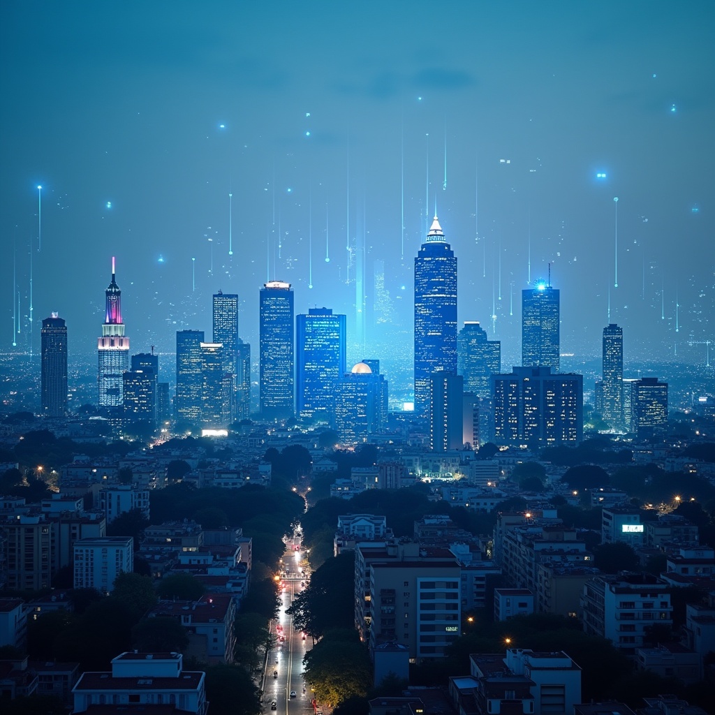 Vista aérea de Puebla con overlay de tecnología digital y transformación empresarial 2026